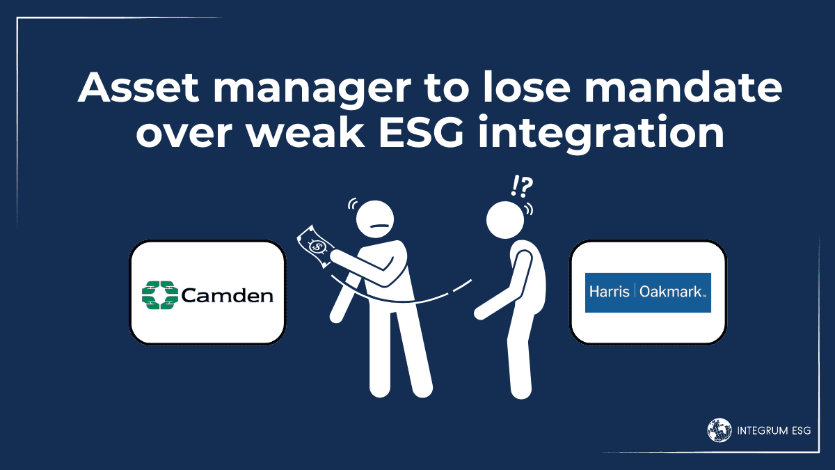 Asset manager to lose mandate over weak ESG integration and decarbonisation efforts
